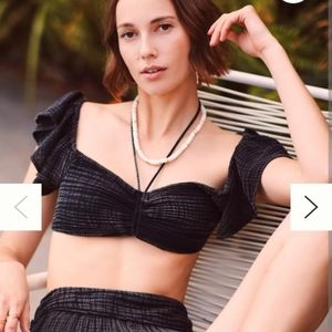 NWT Anthropologie The Jerry Cinched Top Peasent Top Festival Flouncy Black M & L